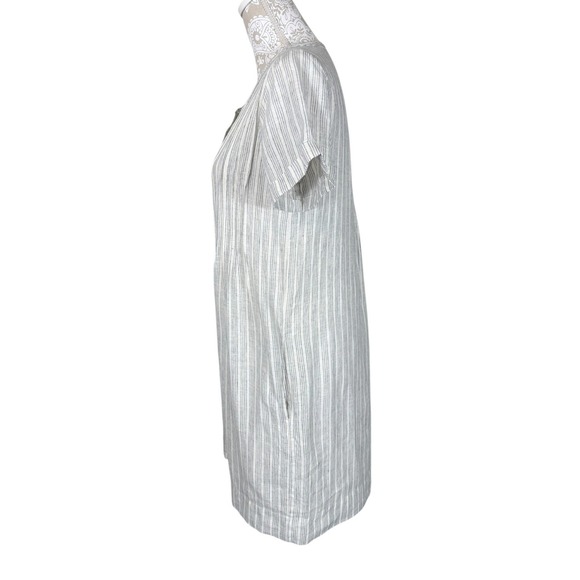 Faherty Striped Linen Blend Shift Dress Short Sleeve Button Down Casual‎ Small - Picture 4 of 10